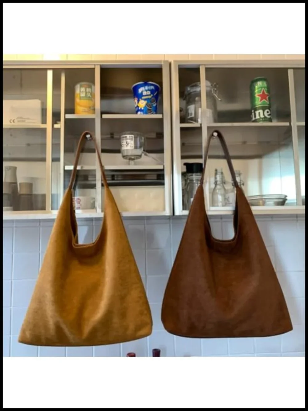 Faux Leather Suede Tote Bag for Women - Large Hobo Shoulder Purse Set